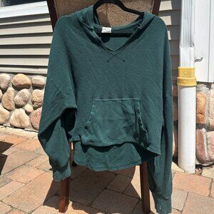 Aerie Oversized Green Waffle Knit Sweatshirt